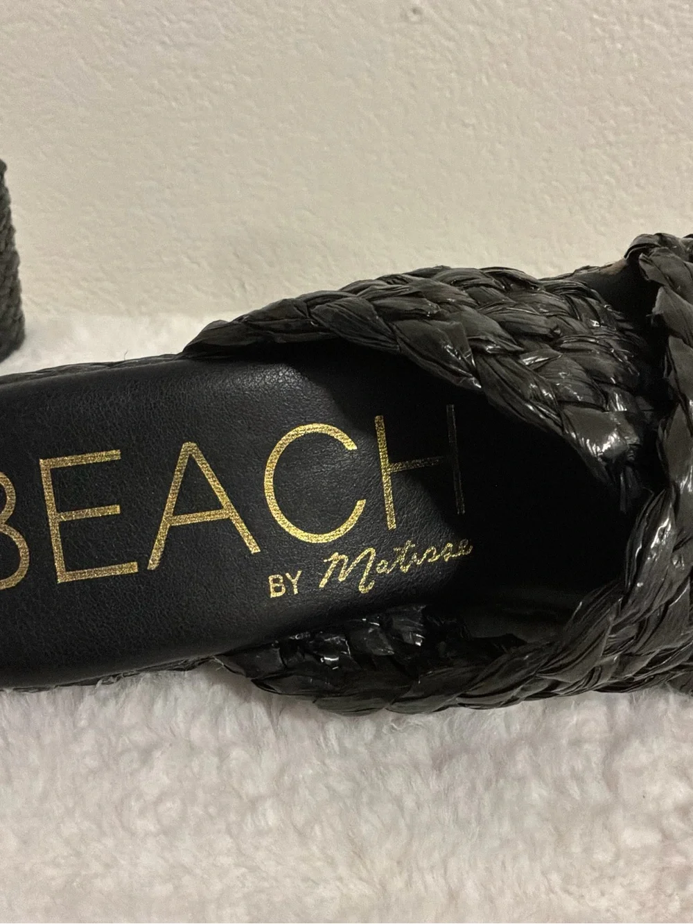 Matisse Beach Reflection Heels - Black Woven Platform Slide Sandals